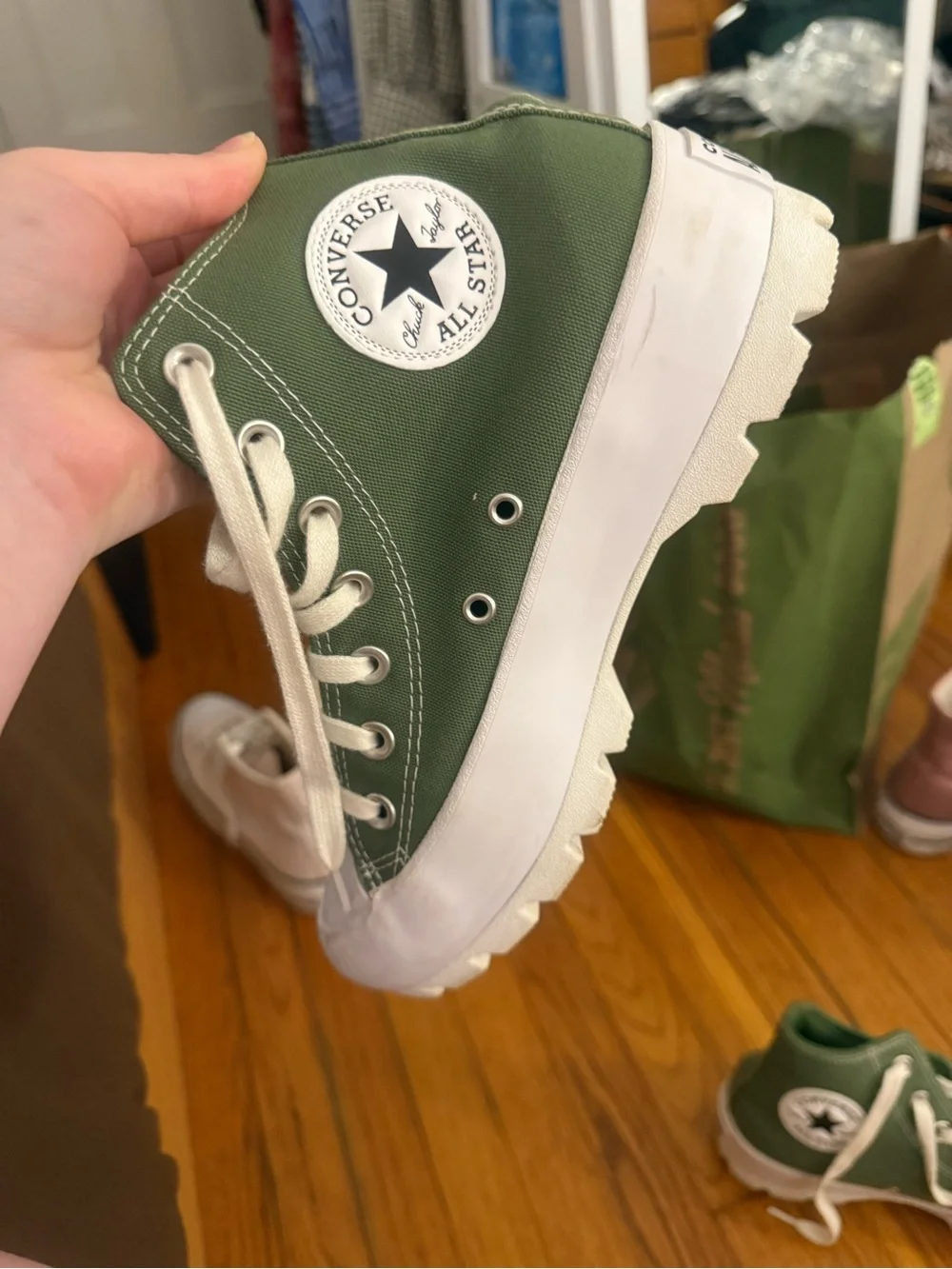 Converse Sage Green High-Top Platform Lugged Sneakers